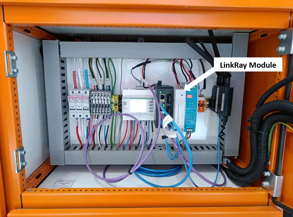 LinkRay installed for EV charging management alongside the site's metering equipment at Ausgrid's Banksmeadow depot